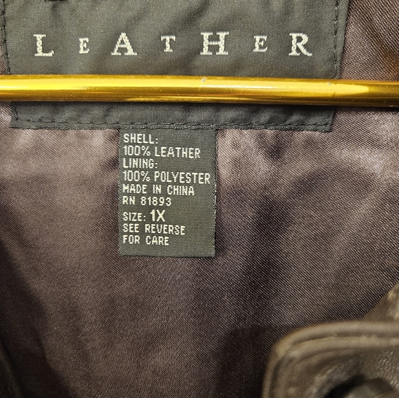 NWT - "Leather Elements" Brown Soft Leather Coat - Size 1X - Picture 7 of 16